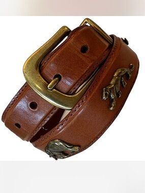 Vintage Safari Leather Belt with African Animals